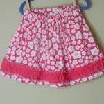 Girls Twirl Skirt Size 5 Pink Knit Flowers Ruffles
